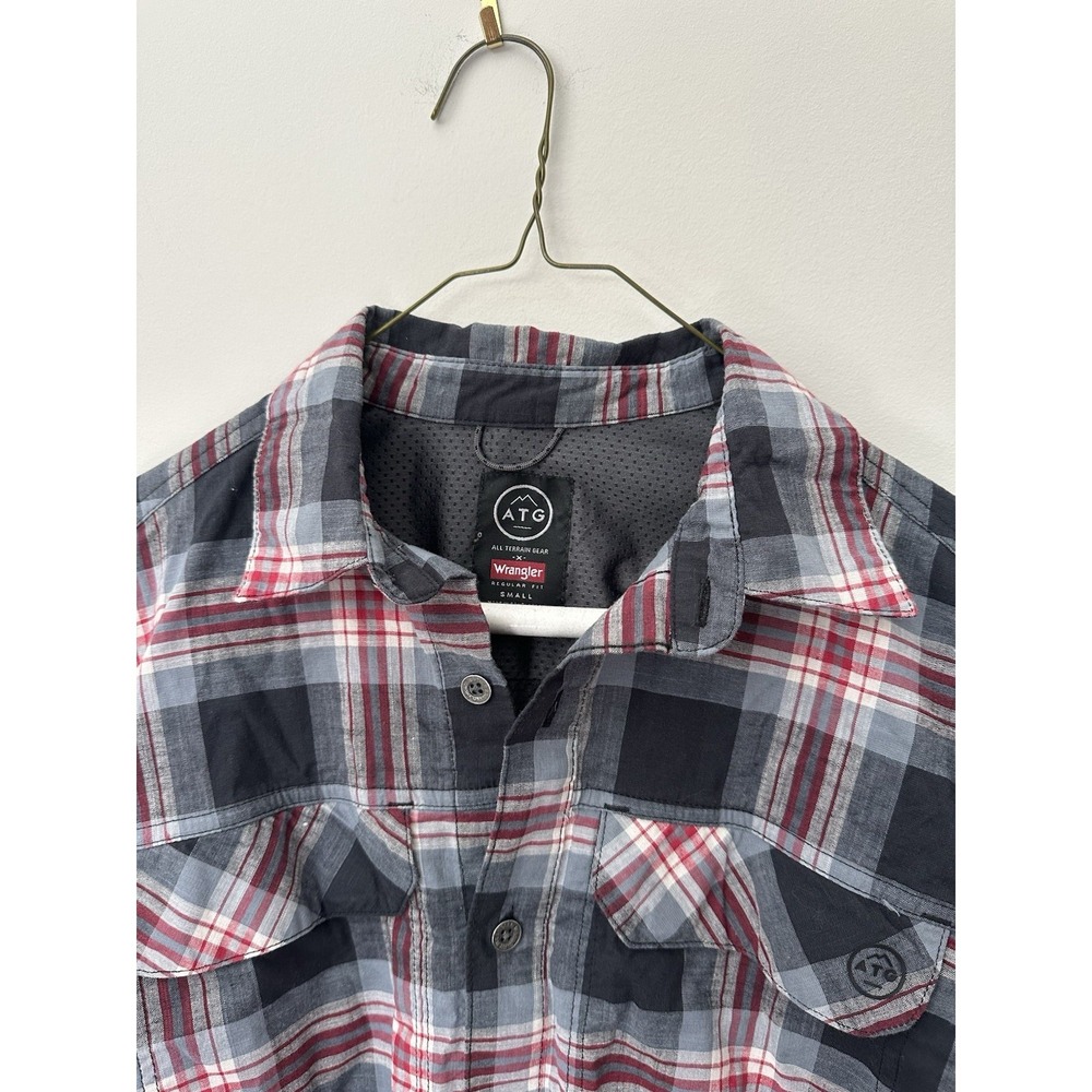 Small ATG Wrangler Men Blue Plaid Shirt All Terrain Gear Button Up Long Sleeve